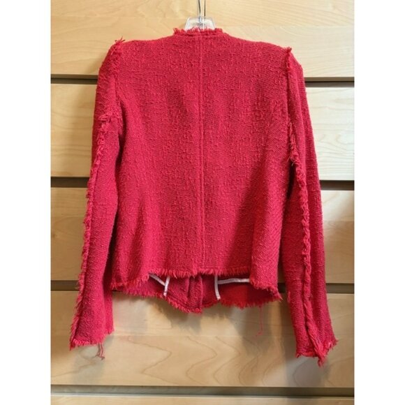 IRO AGNETTE RED DISTRESSED TWEED JACKET, LIKE NEW, SIZE: 34 / XS - Picture 4 of 8